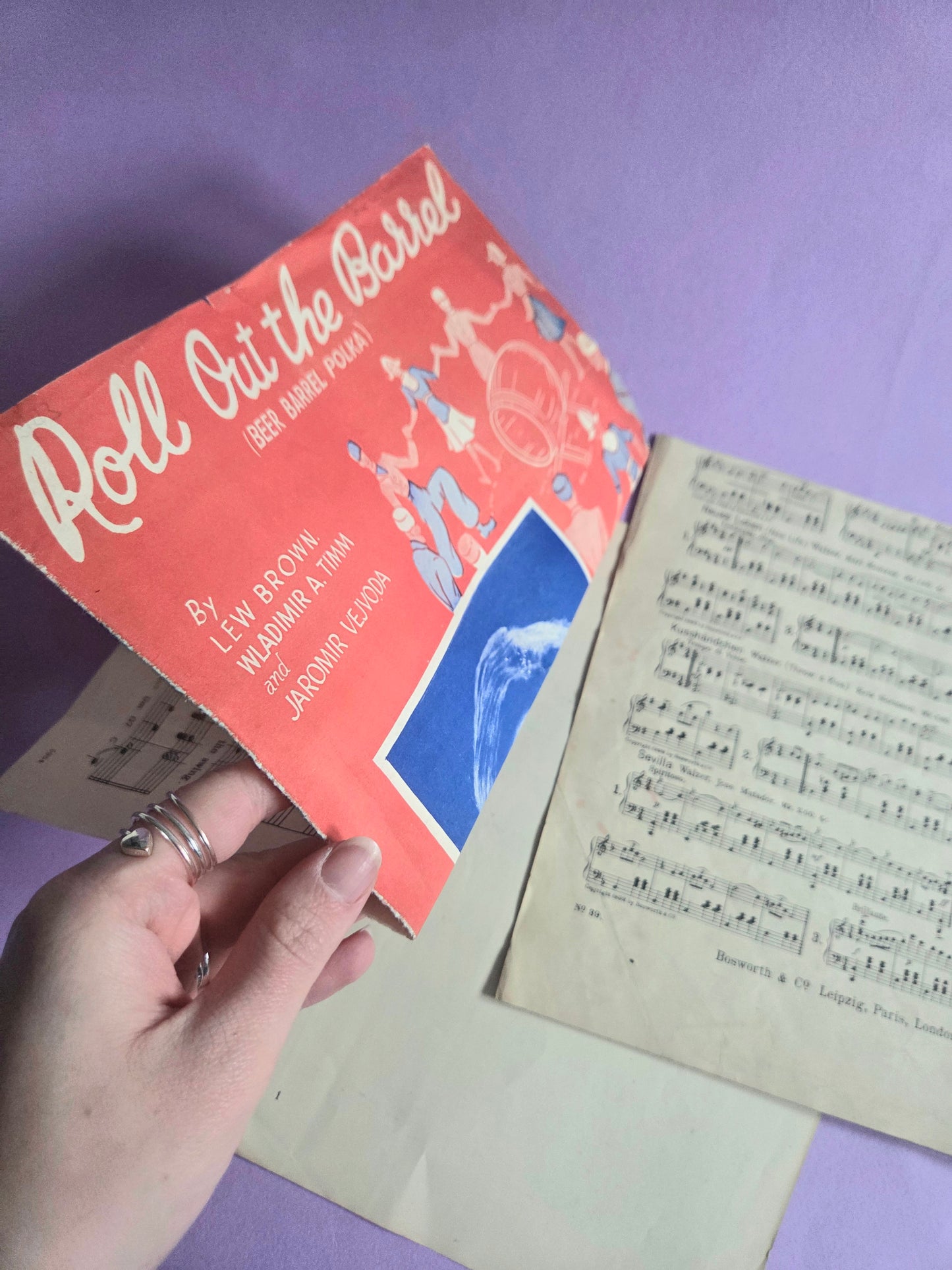 Vintage Music Sheet Ephemera Set – Roll Out the Barrel & Hymn Pages | Authentic Antique Sheet Music Paper for Junk Journals, Scrapbooking & Collage | Limited Edition