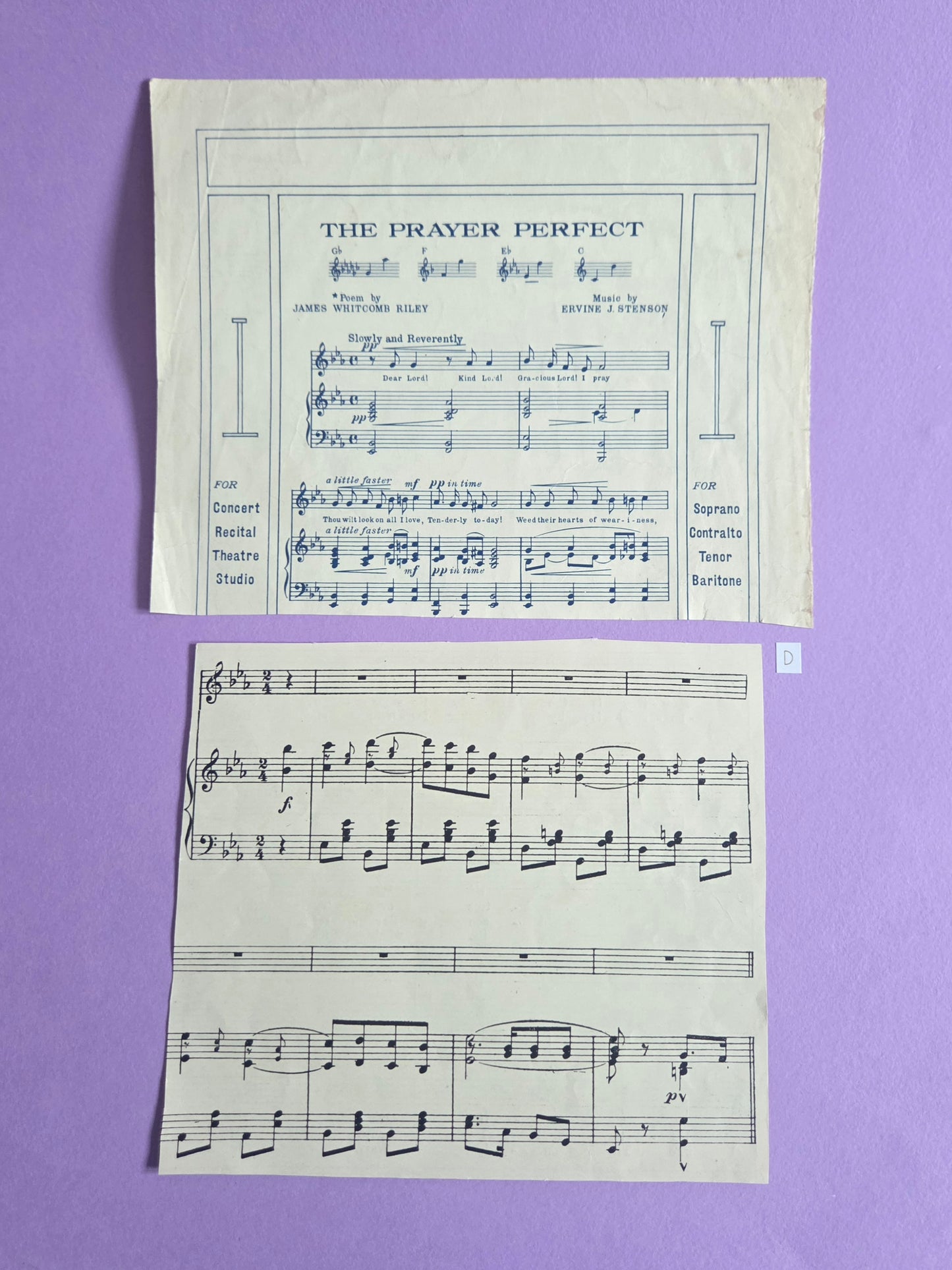 Vintage Music Sheet Ephemera Set D | Authentic Antique Hymn & Song Paper Pieces for Junk Journals & Craft Projects | Limited Edition