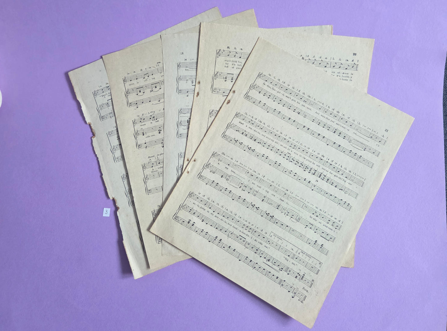Set of 5 Large Vintage Music Sheets Ephemera Bundle – Authentic Hymn & Sheet Music Pages | Antique Paper for Junk Journals, Scrapbooking, Collage & Craft Projects | Limited Edition (SET 3)