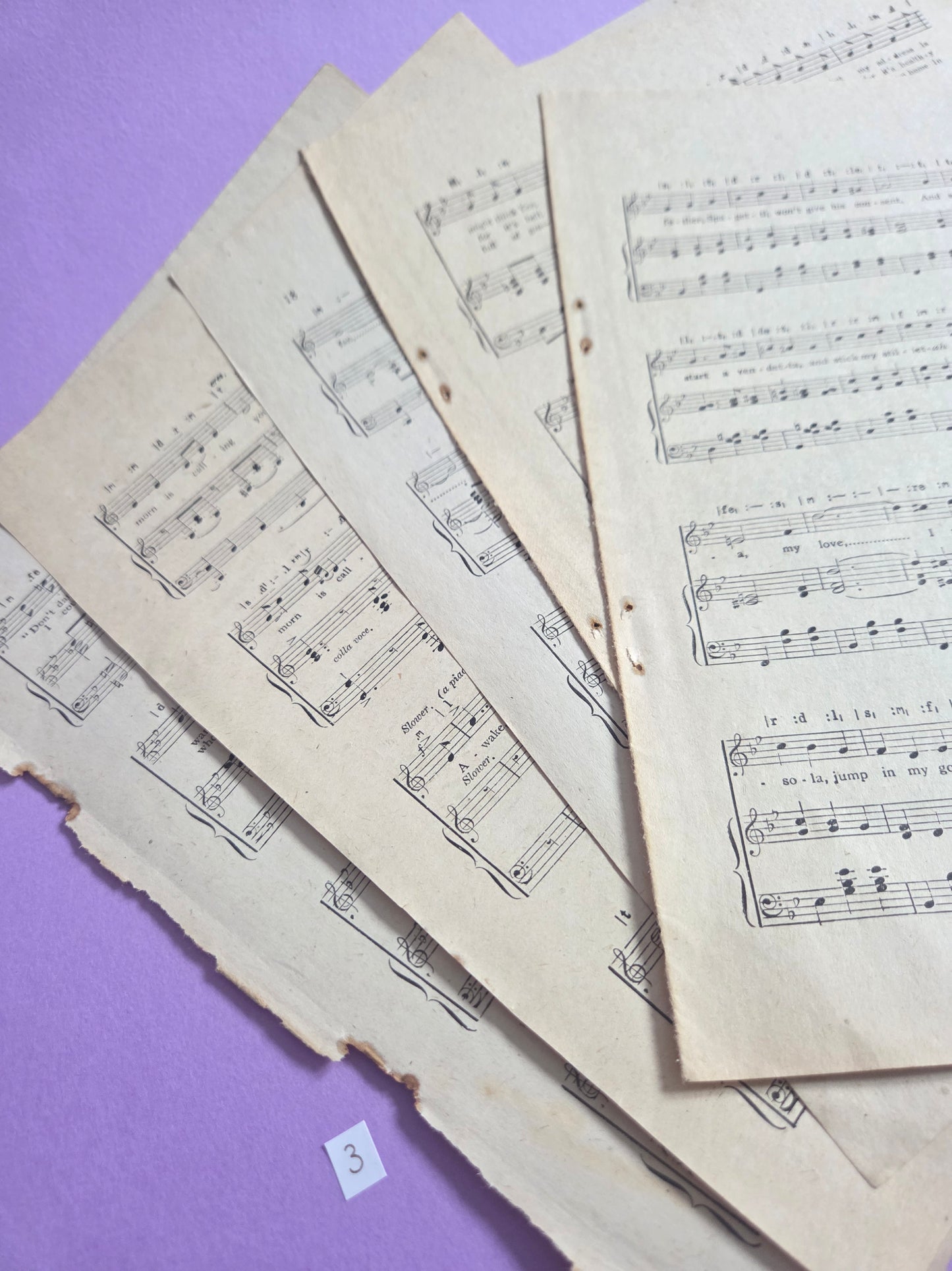 Set of 5 Large Vintage Music Sheets Ephemera Bundle – Authentic Hymn & Sheet Music Pages | Antique Paper for Junk Journals, Scrapbooking, Collage & Craft Projects | Limited Edition (SET 3)