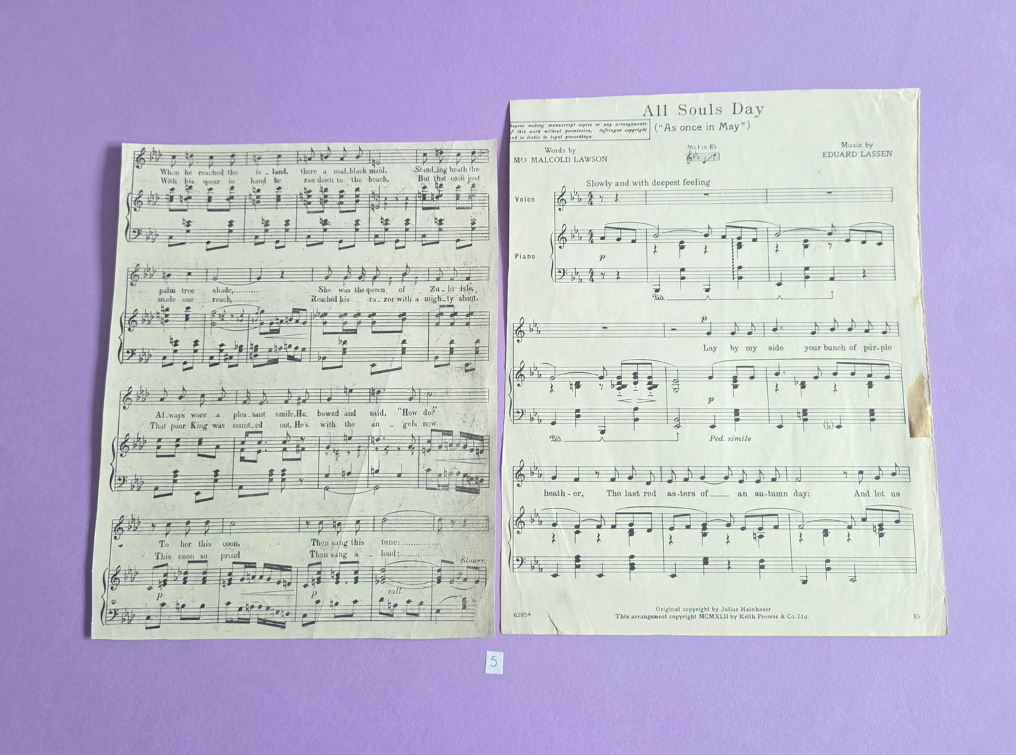 Set of 2 Large Vintage Music Sheets Ephemera Bundle – Authentic Hymn & Sheet Music Pages | Antique Paper for Junk Journals, Scrapbooking, Collage & Craft Projects | Limited Edition (SET 5)
