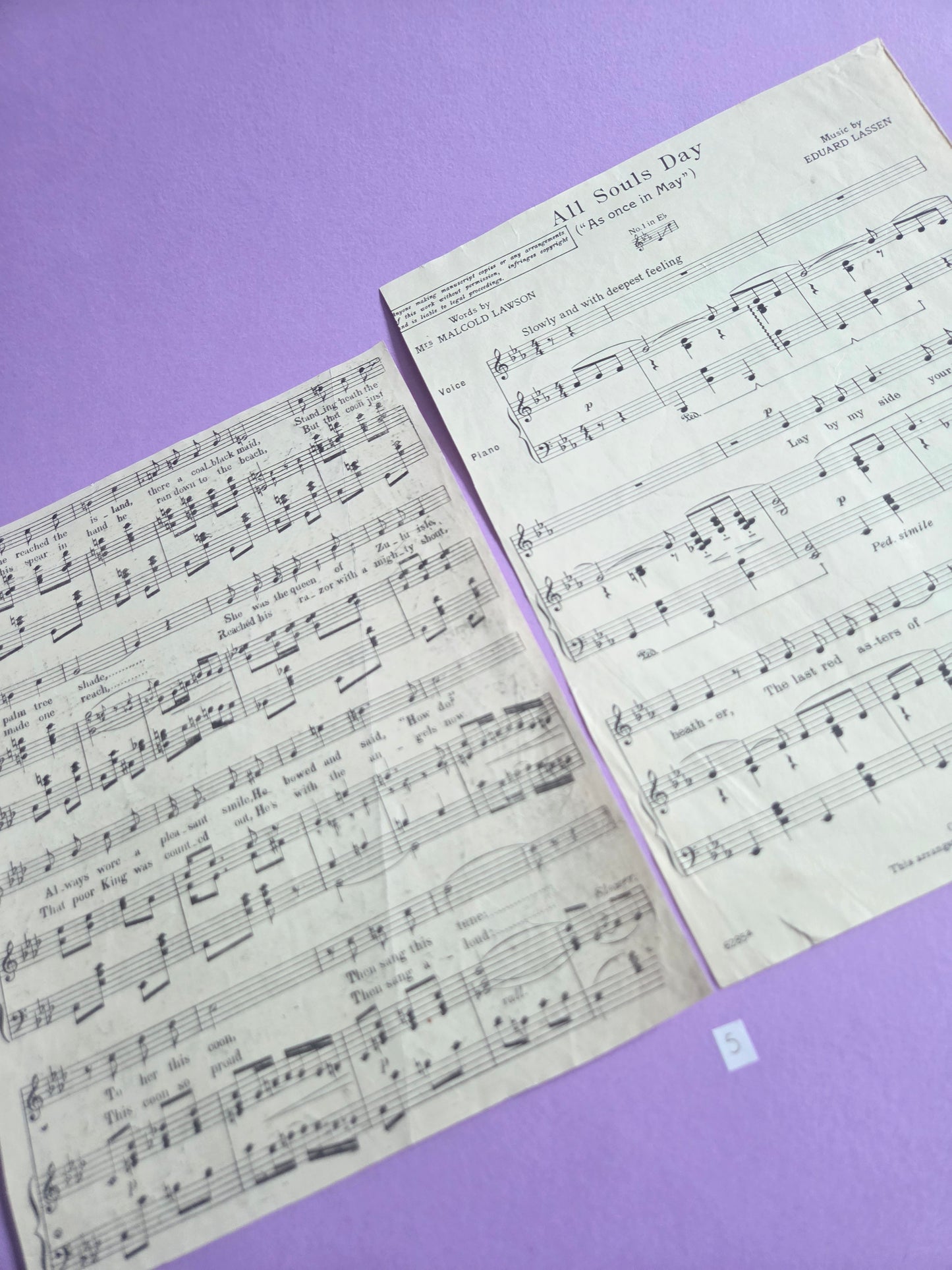 Set of 2 Large Vintage Music Sheets Ephemera Bundle – Authentic Hymn & Sheet Music Pages | Antique Paper for Junk Journals, Scrapbooking, Collage & Craft Projects | Limited Edition (SET 5)