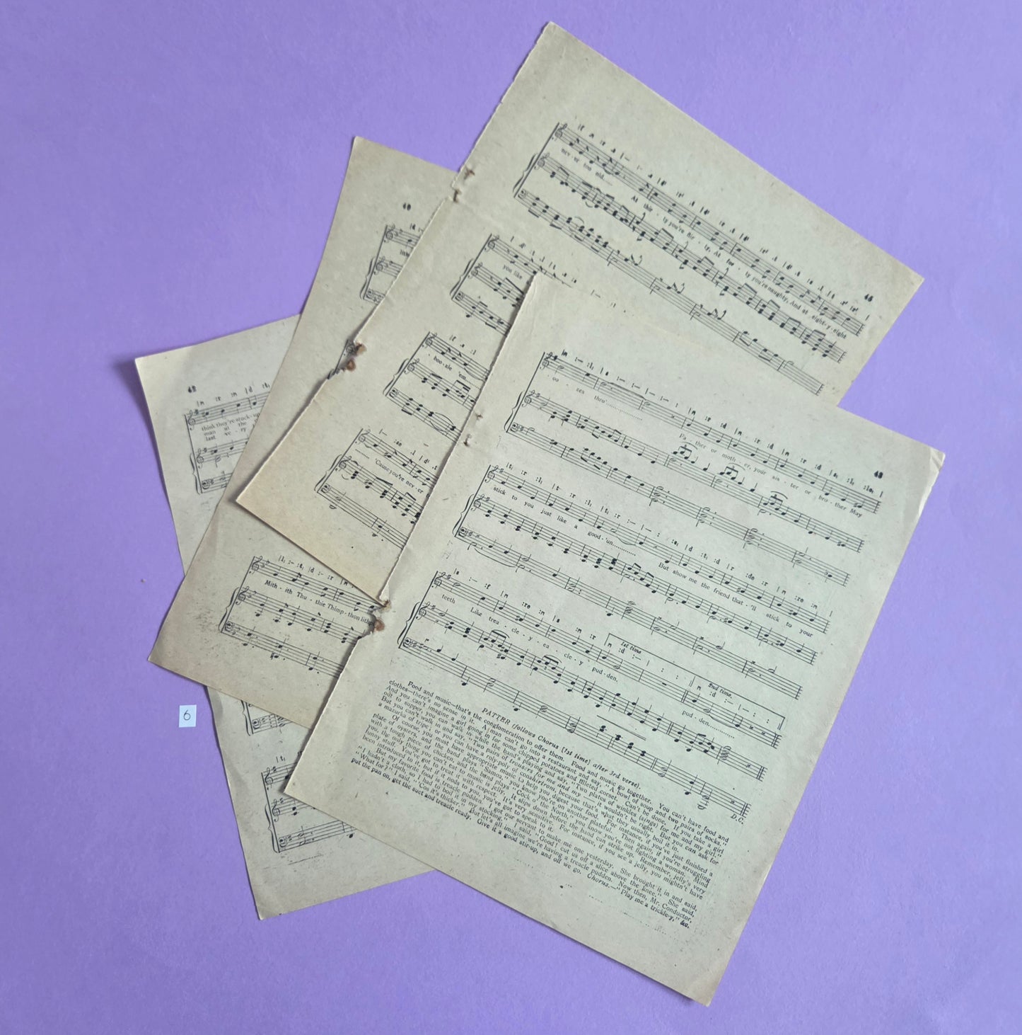Set of 5 Large Vintage Music Sheets Ephemera Bundle – Authentic Hymn & Sheet Music Pages | Antique Paper for Junk Journals, Scrapbooking, Collage & Craft Projects | Limited Edition (SET 6)