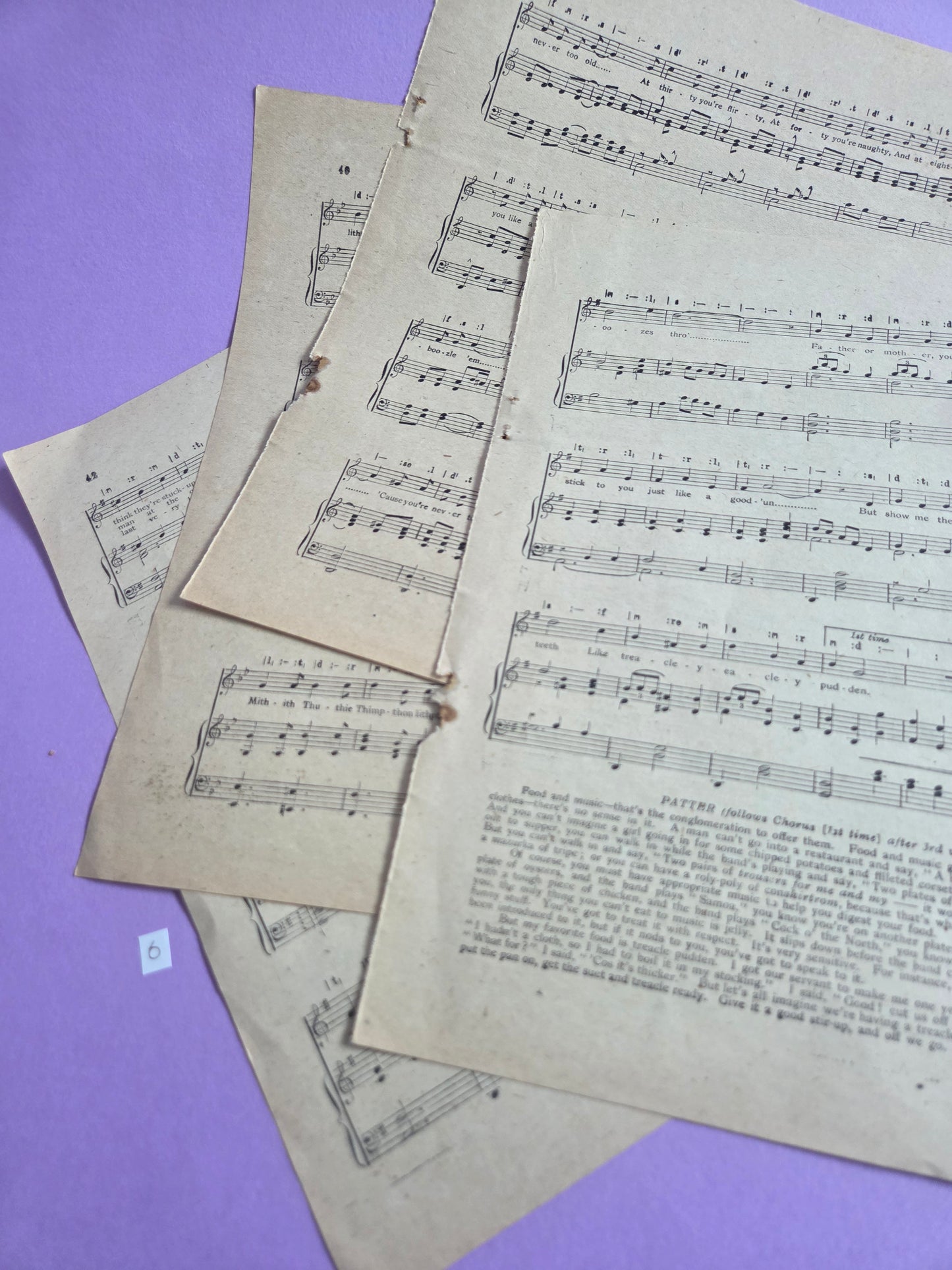 Set of 5 Large Vintage Music Sheets Ephemera Bundle – Authentic Hymn & Sheet Music Pages | Antique Paper for Junk Journals, Scrapbooking, Collage & Craft Projects | Limited Edition (SET 6)