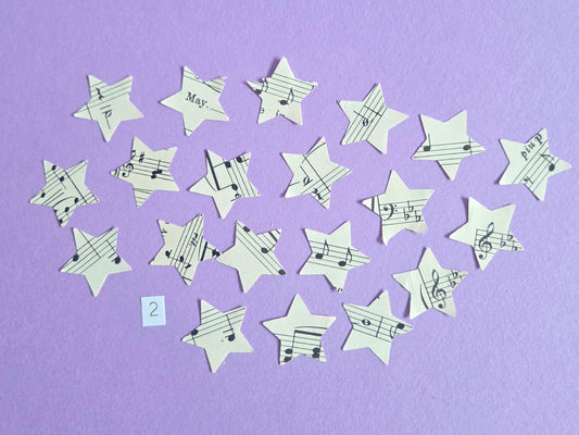 Vintage Music Sheet Star Ephemera Confetti – Set of 20 Stars (Set 2)