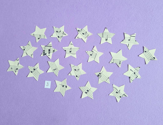 Vintage Music Sheet Star Ephemera Confetti – Set of 20 Stars (Set 3)
