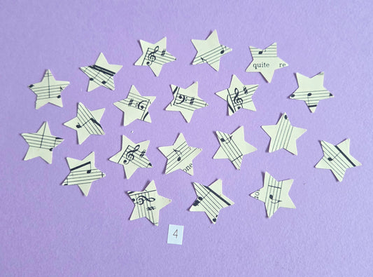 Vintage Music Sheet Star Ephemera Confetti – Set of 20 Stars (Set 4)