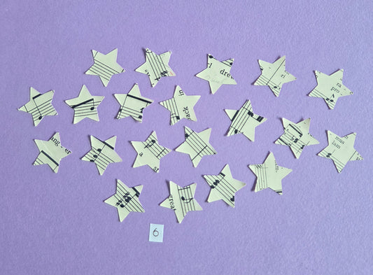 Vintage Music Sheet Star Ephemera Confetti – Set of 20 Stars (Set 6)