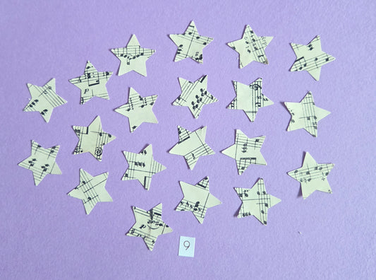 Vintage Music Sheet Star Ephemera Confetti – Set of 20 Stars (Set 9)