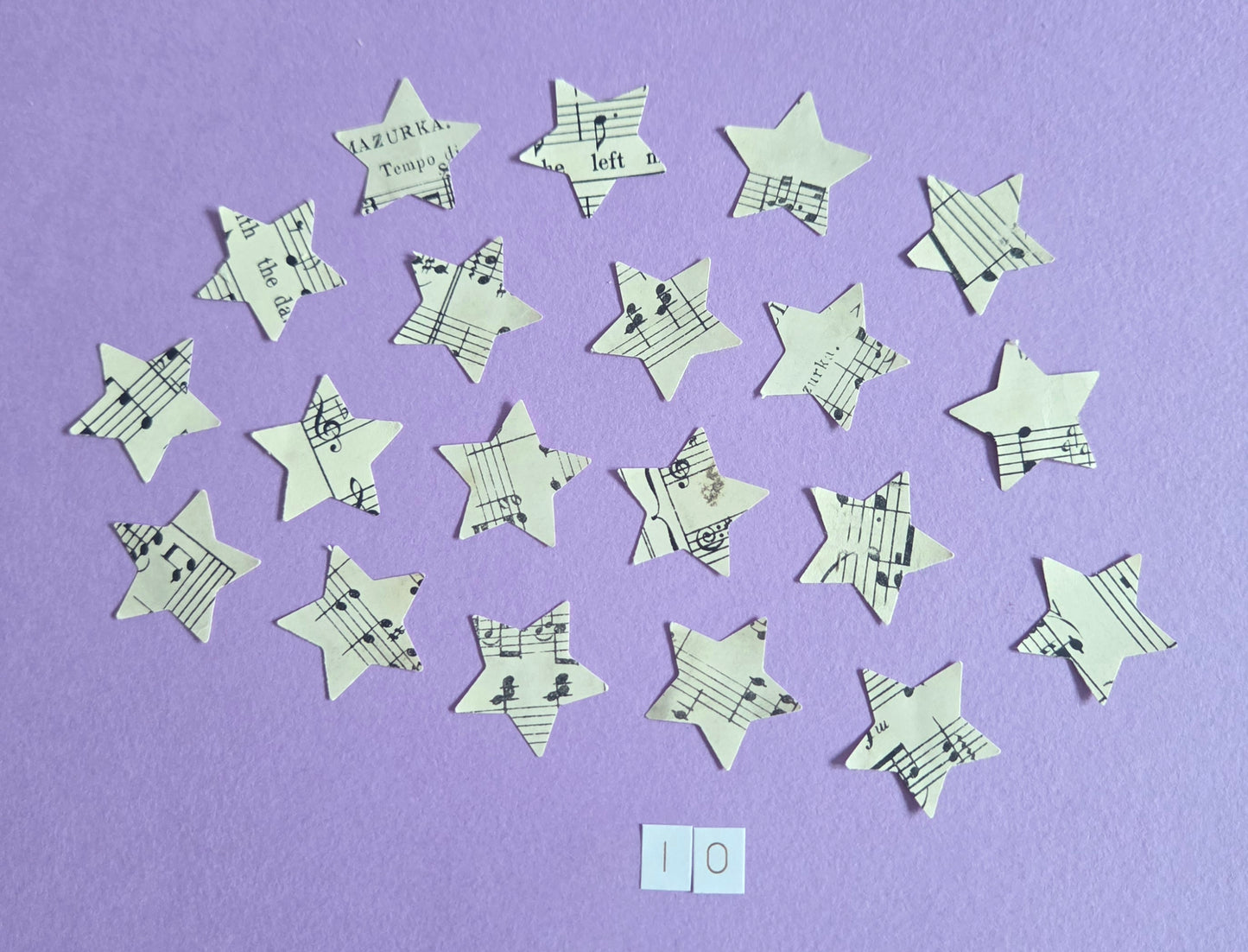 Vintage Music Sheet Star Ephemera Confetti – Set of 20 Stars (Set 10)