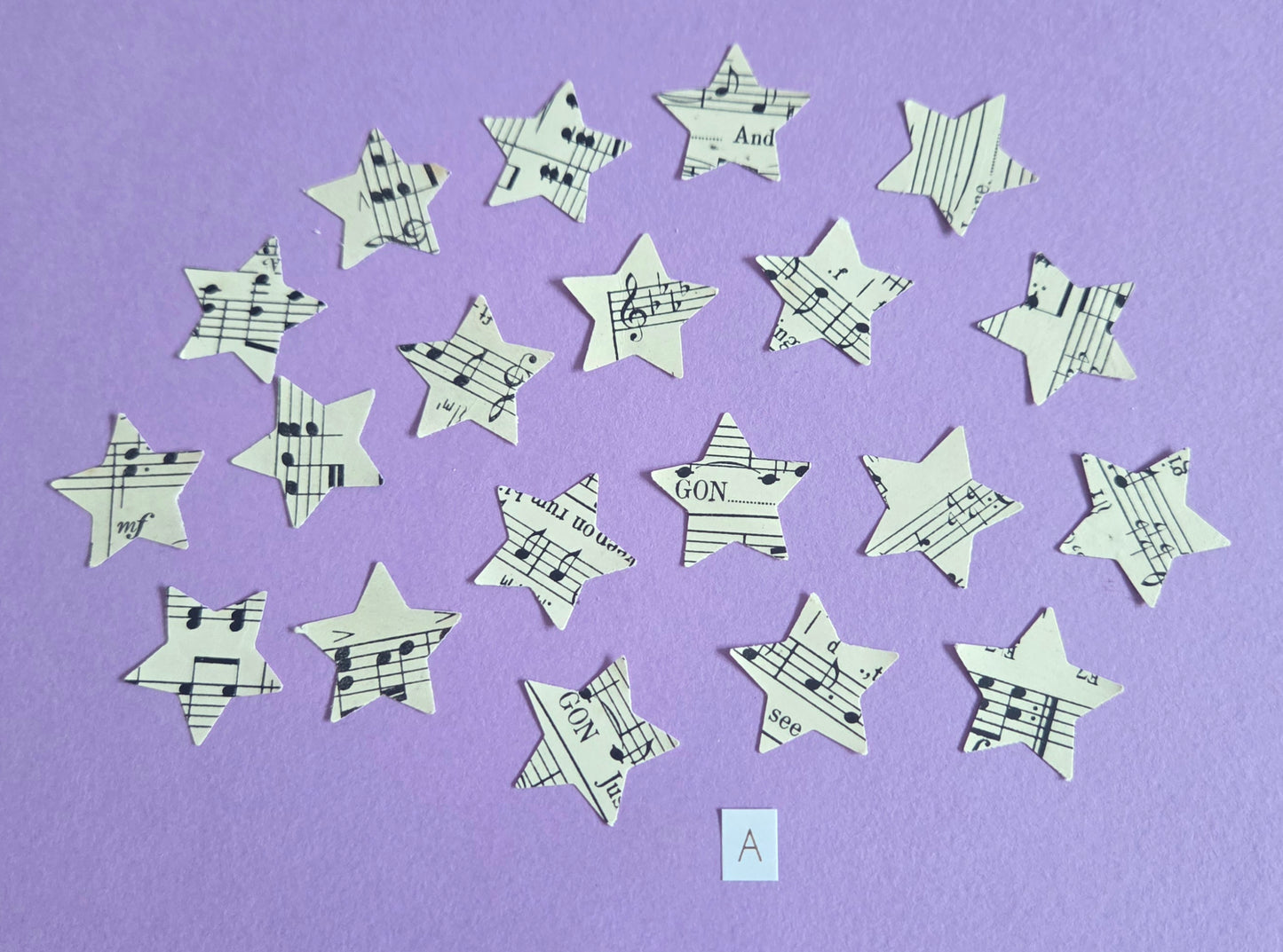 Vintage Music Sheet Star Ephemera Confetti – Set of 20 Stars (Set A)