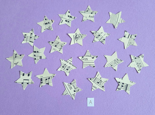 Vintage Music Sheet Star Ephemera Confetti – Set of 20 Stars (Set A)