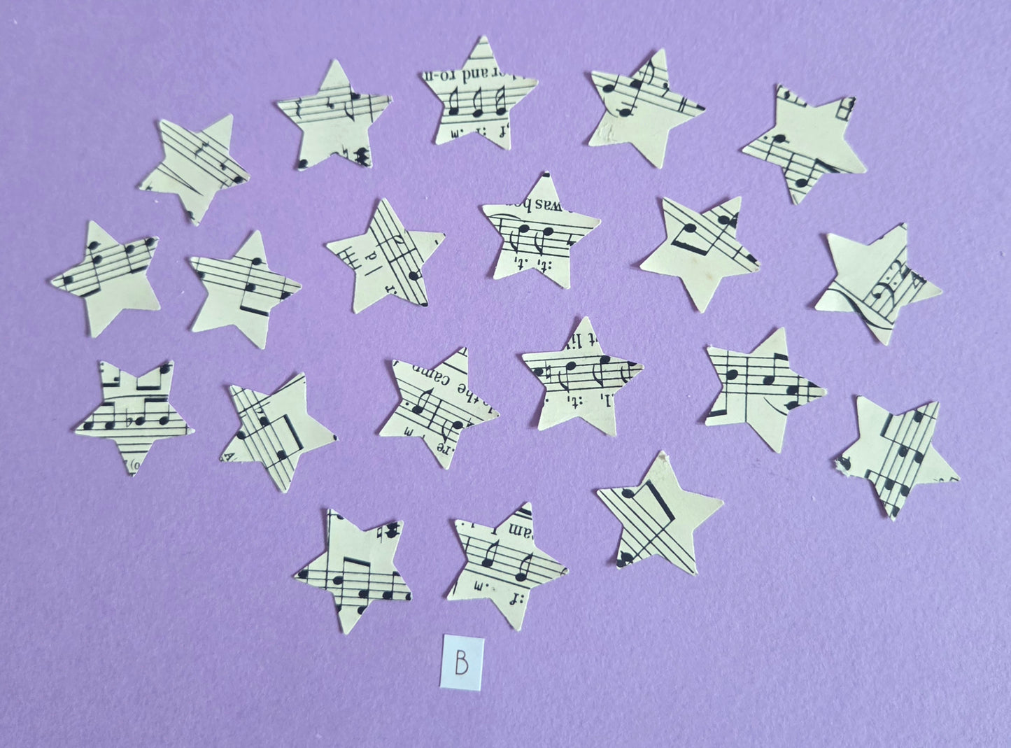 Vintage Music Sheet Star Ephemera Confetti – Set of 20 Stars (Set B)