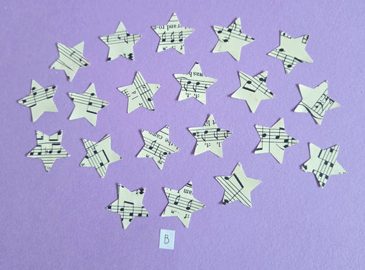 Vintage Music Sheet Star Ephemera Confetti – Set of 20 Stars (Set B)