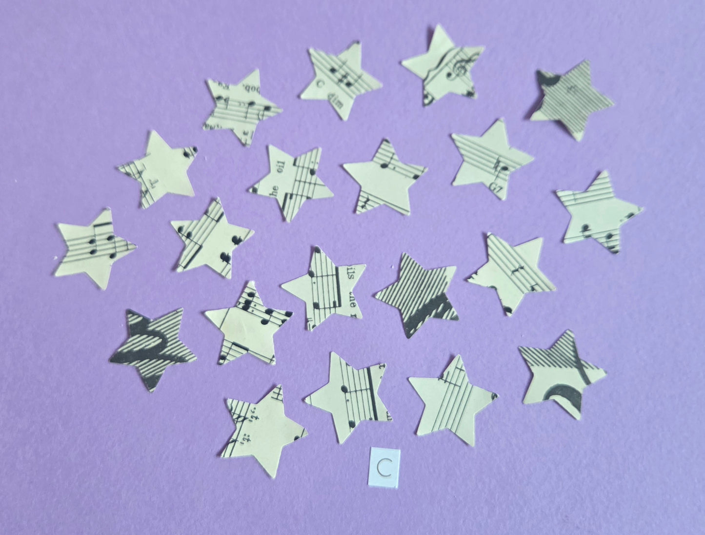 Vintage Music Sheet Star Ephemera Confetti – Set of 20 Stars (Set C)