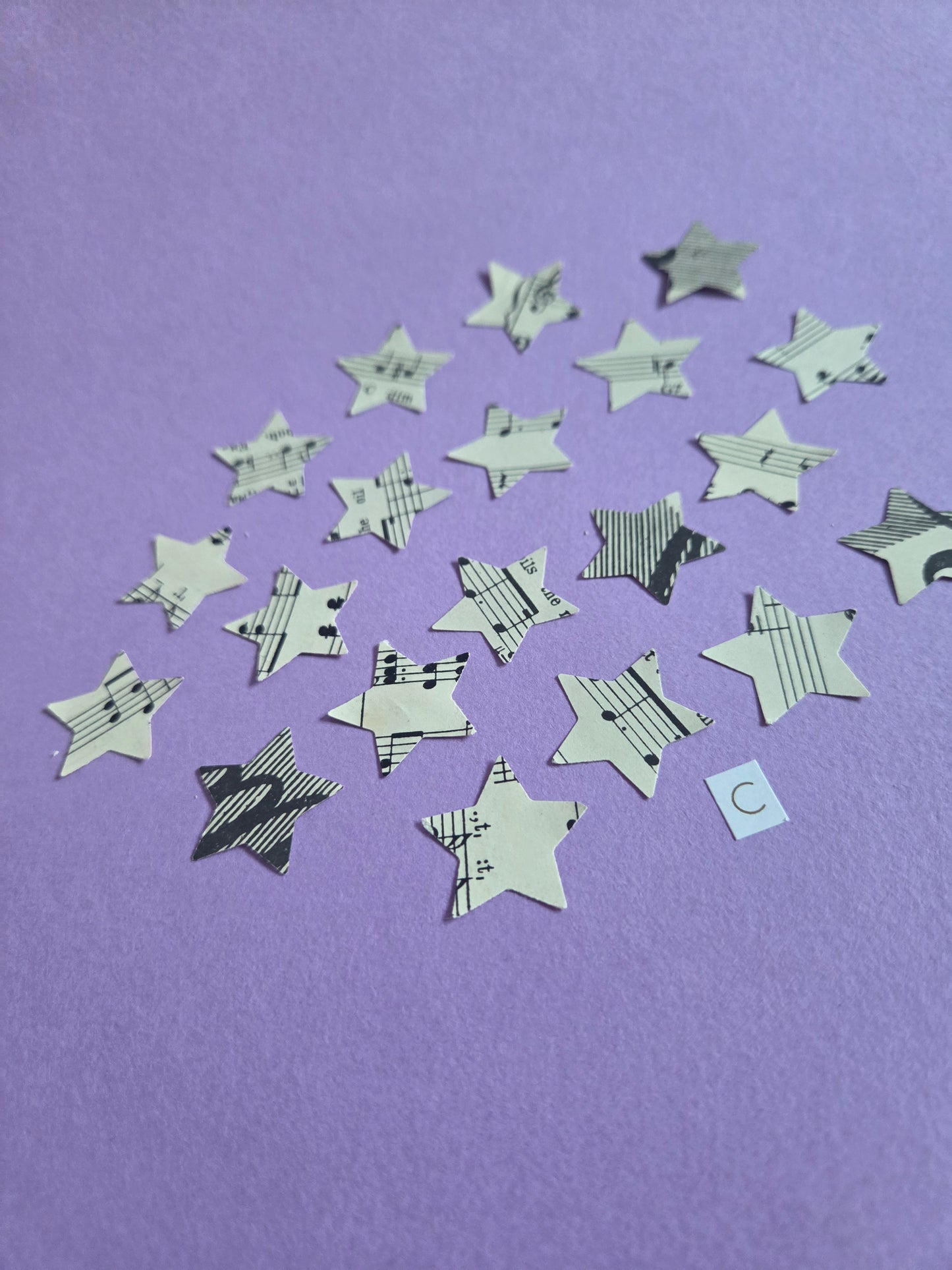 Vintage Music Sheet Star Ephemera Confetti – Set of 20 Stars (Set C)