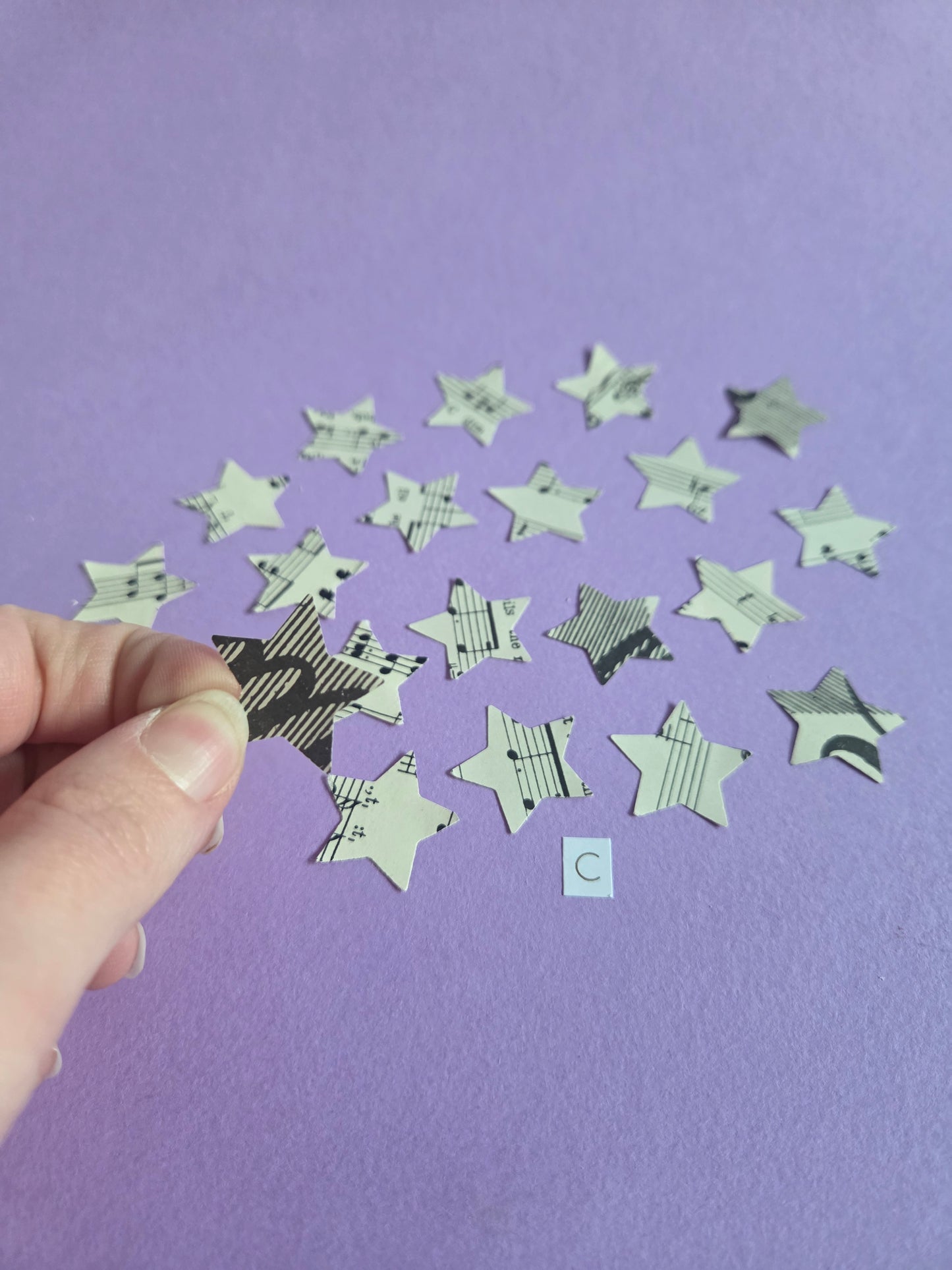 Vintage Music Sheet Star Ephemera Confetti – Set of 20 Stars (Set C)