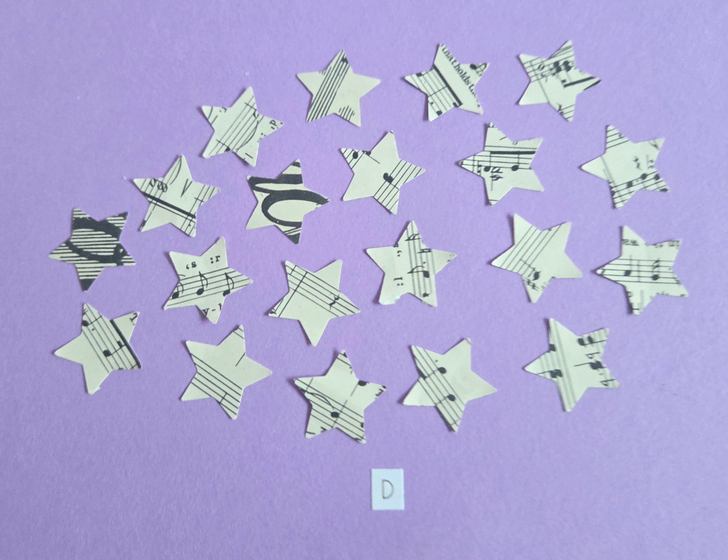 Vintage Music Sheet Star Ephemera Confetti – Set of 20 Stars (Set D)
