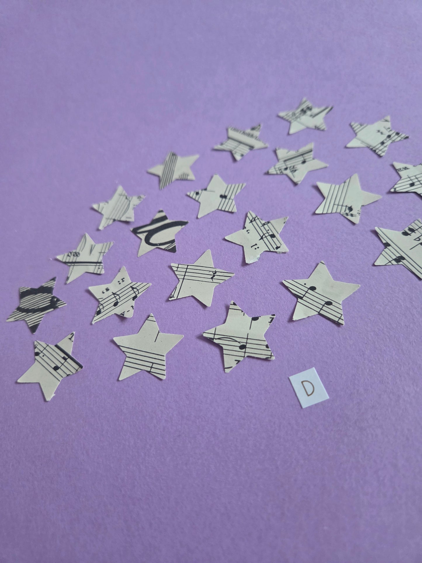 Vintage Music Sheet Star Ephemera Confetti – Set of 20 Stars (Set D)