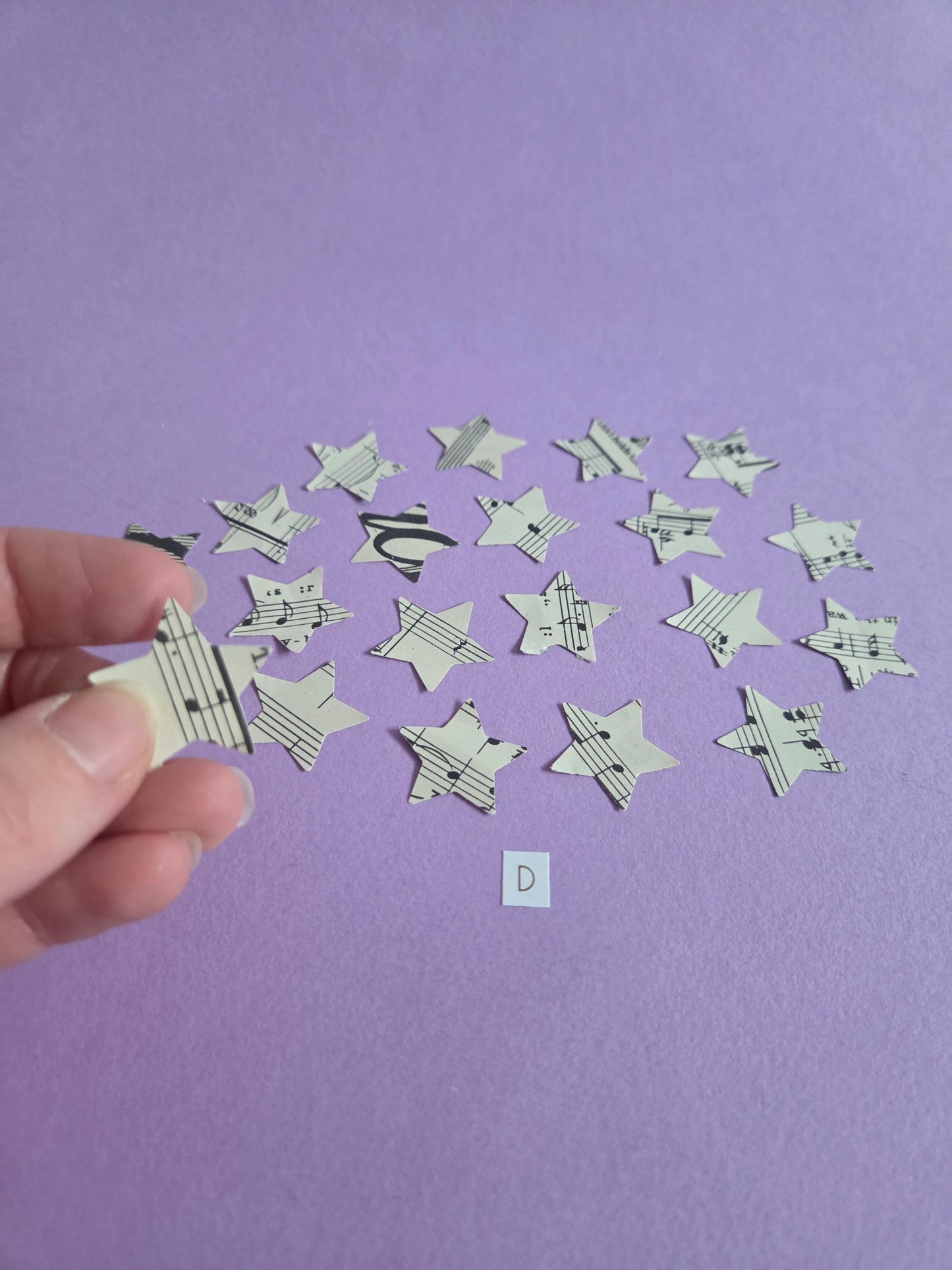 Vintage Music Sheet Star Ephemera Confetti – Set of 20 Stars (Set D)