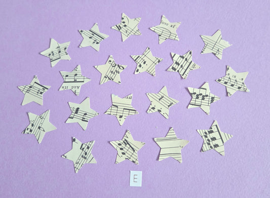 Vintage Music Sheet Star Ephemera Confetti – Set of 20 Stars (Set E)