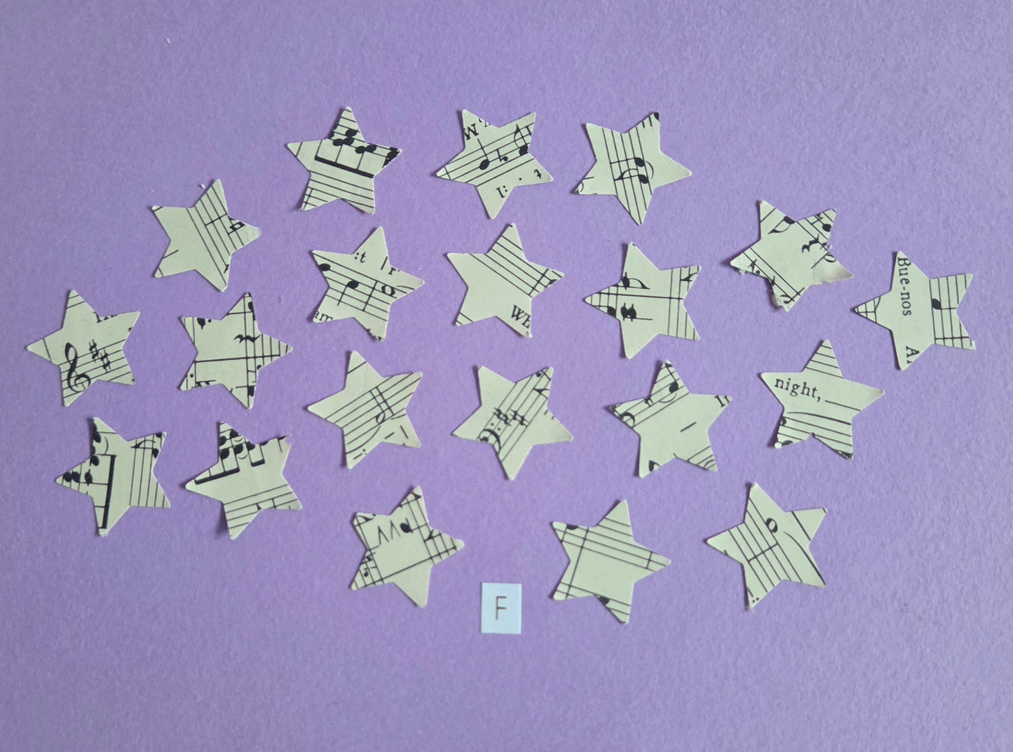 Vintage Music Sheet Star Ephemera Confetti – Set of 20 Stars (Set F)