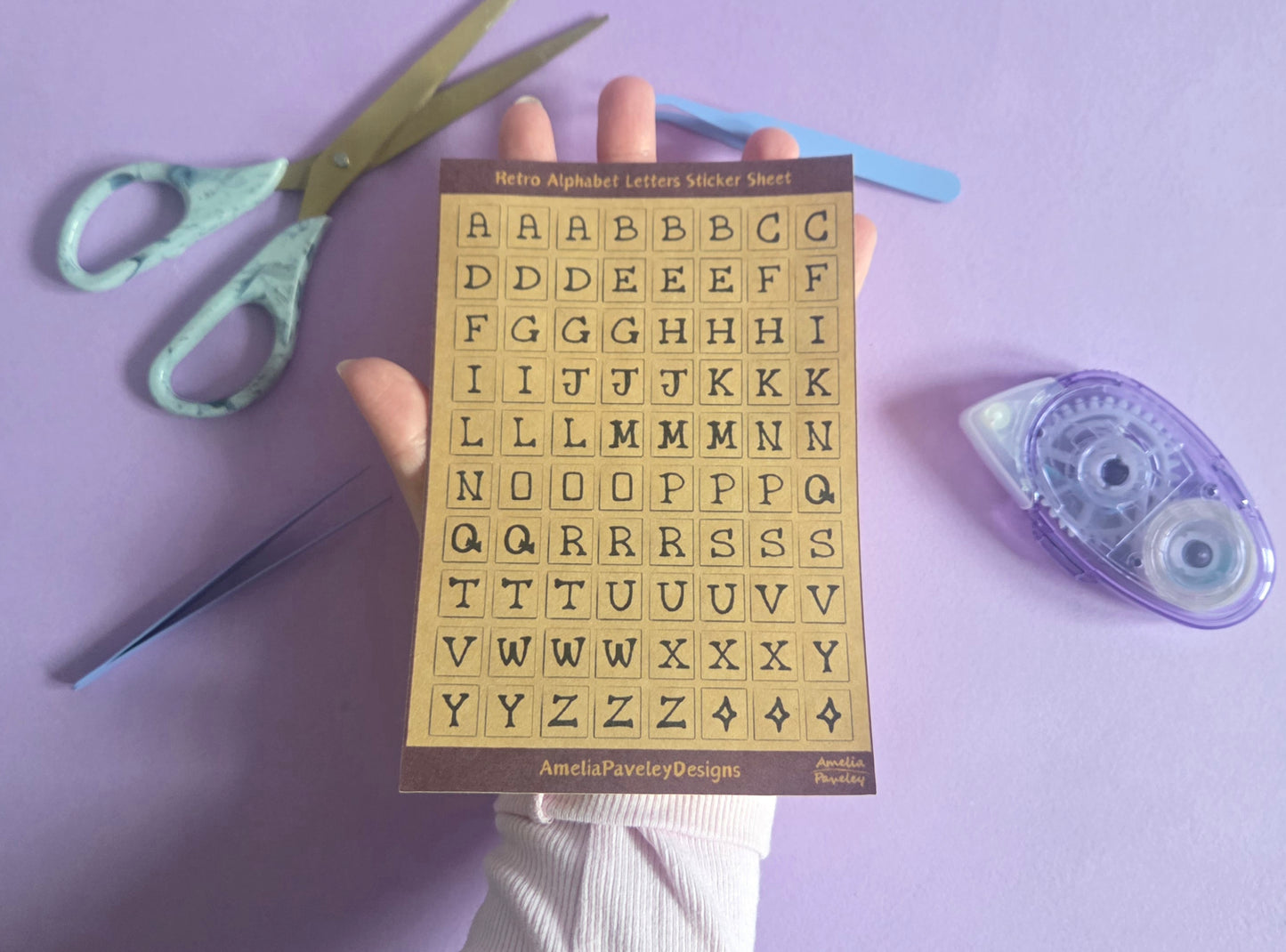 Brown Kraft Retro Alphabet Letter Sticker Sheet | Vintage Style Letter Stickers for Junk Journaling, Scrapbooking, Planners & Paper Crafts
