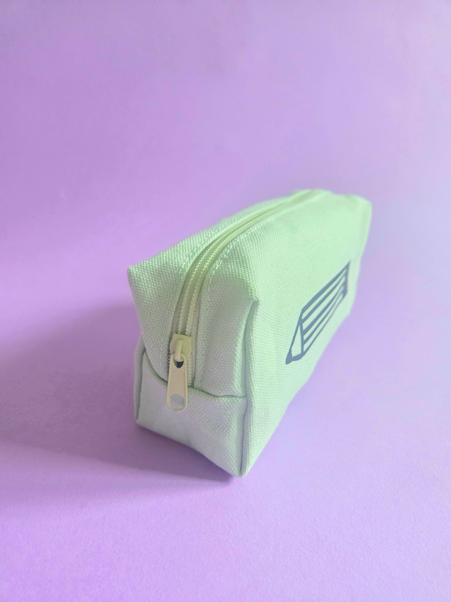Light Green Cotton Pencil Case with Hand Drawn Pencil Design | Cute Stationery Pouch for Junk Journaling, Scrapbooking & Craft Supplies