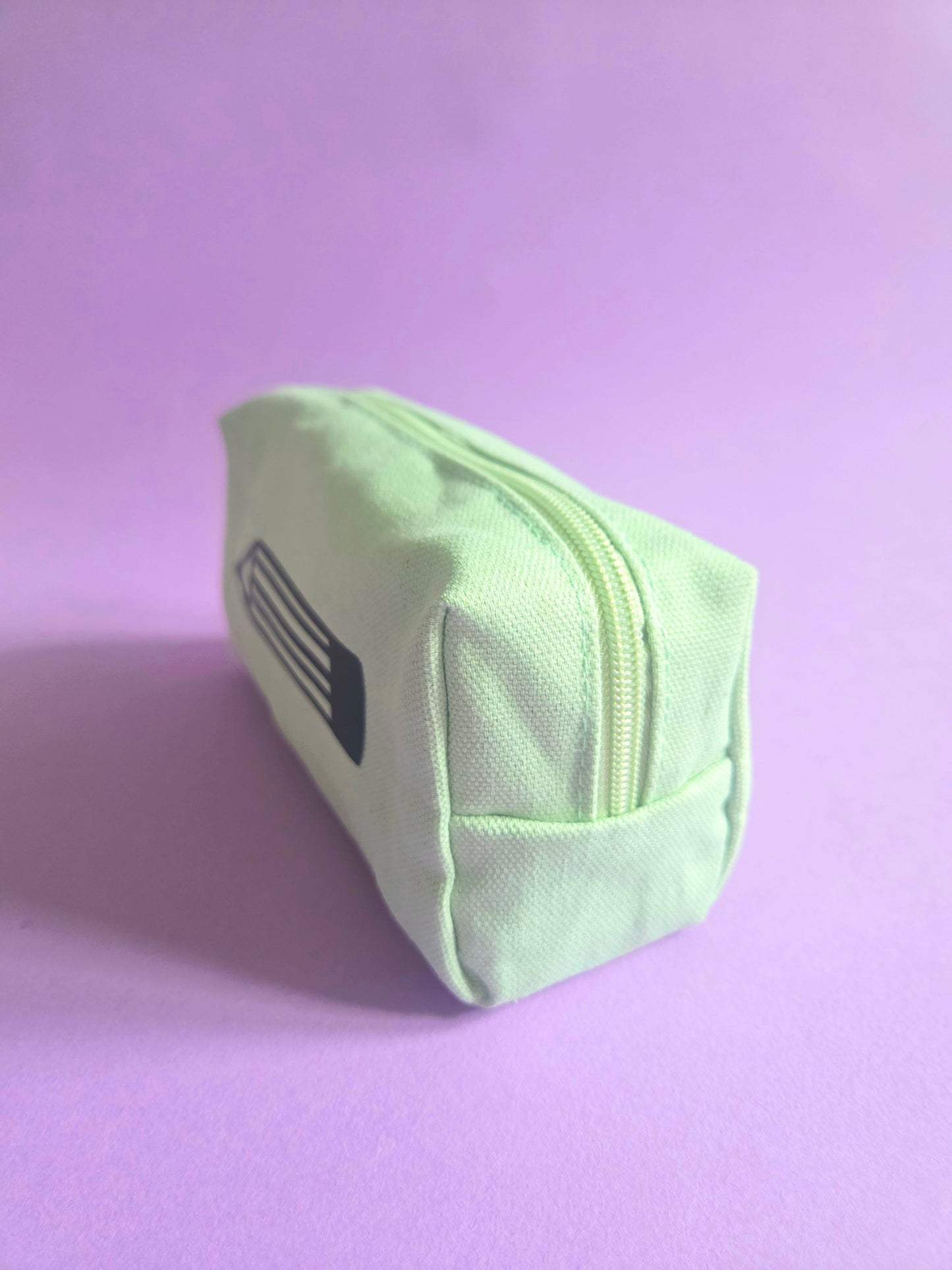 Light Green Cotton Pencil Case with Hand Drawn Pencil Design | Cute Stationery Pouch for Junk Journaling, Scrapbooking & Craft Supplies