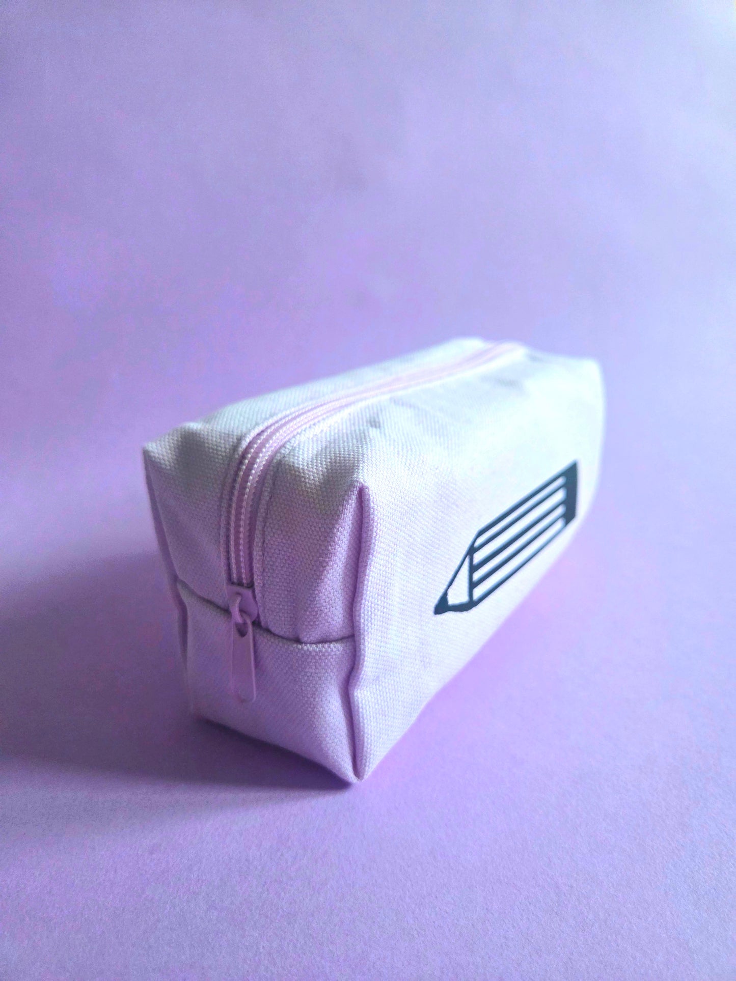 Lilac Cotton Pencil Case with Hand Drawn Pencil Design | Cute Stationery Pouch for Junk Journaling, Scrapbooking & Craft Supplies