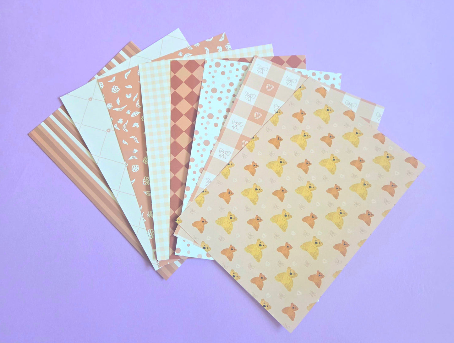 Coffee Brown Coquette Scrap Paper Pack – A5 Neutral Aesthetic Junk Journal & Scrapbooking Papers (Set of 8)