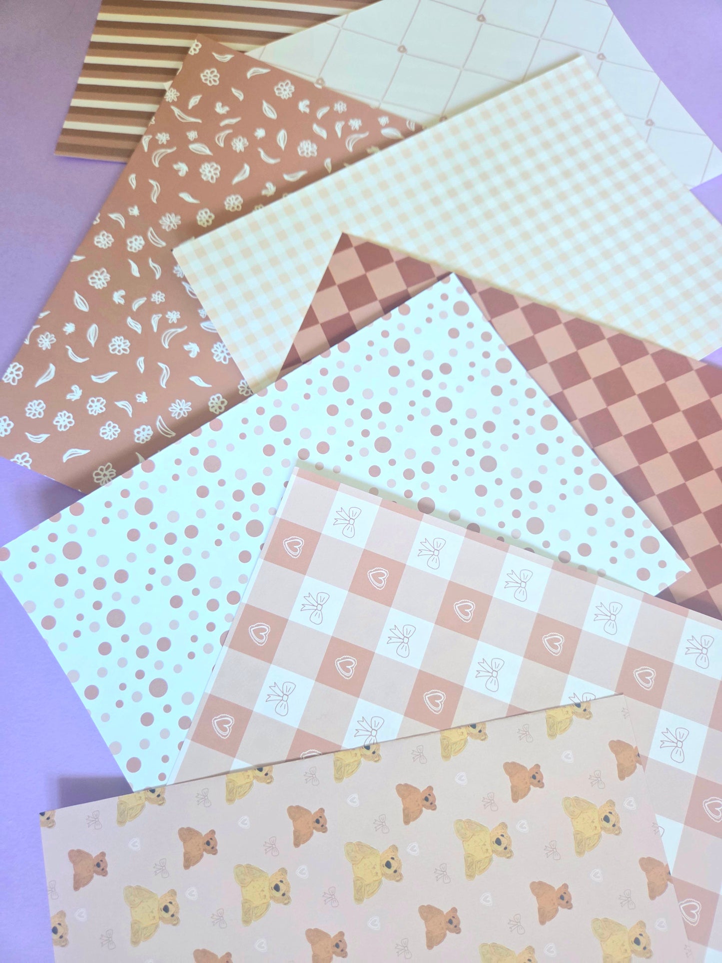 Coffee Brown Coquette Scrap Paper Pack – A5 Neutral Aesthetic Junk Journal & Scrapbooking Papers (Set of 8)