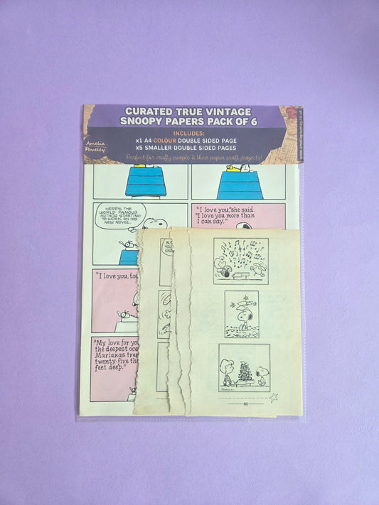 True Vintage Snoopy & Peanuts Paper Pack of 6 | Junk Journal Ephemera 01