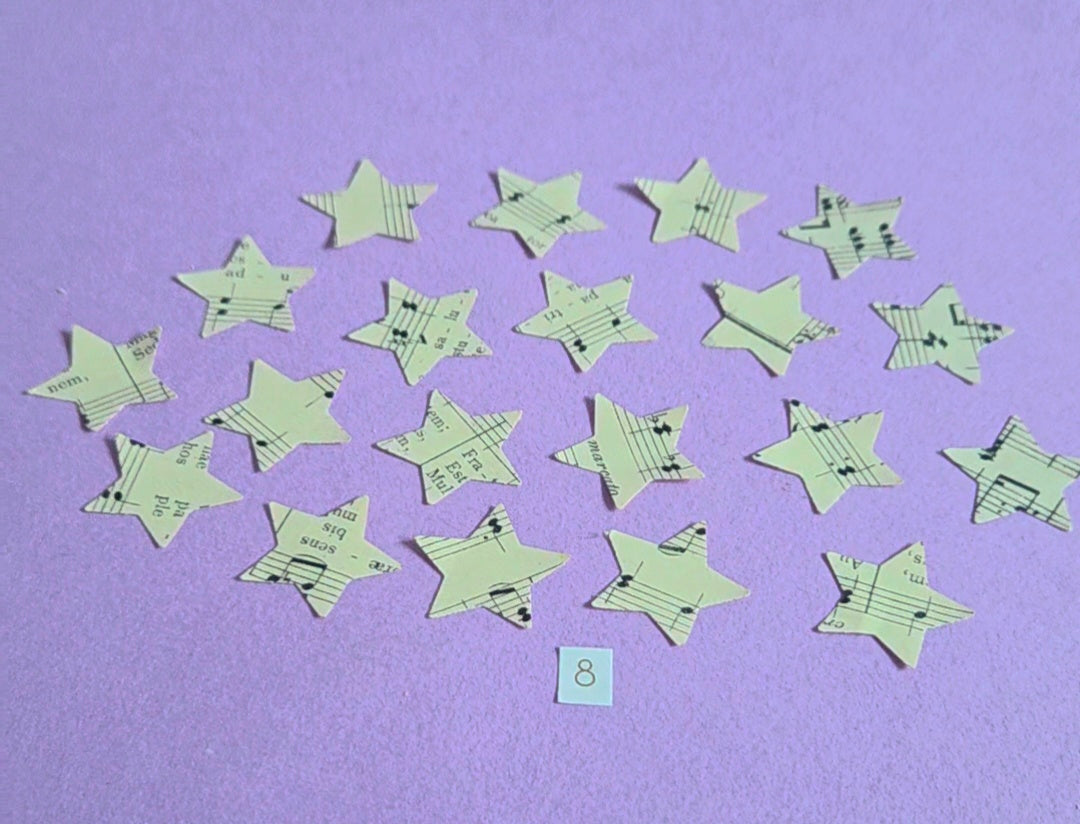 Vintage Music Sheet Star Ephemera Confetti – Set of 20 Stars (Set 8)