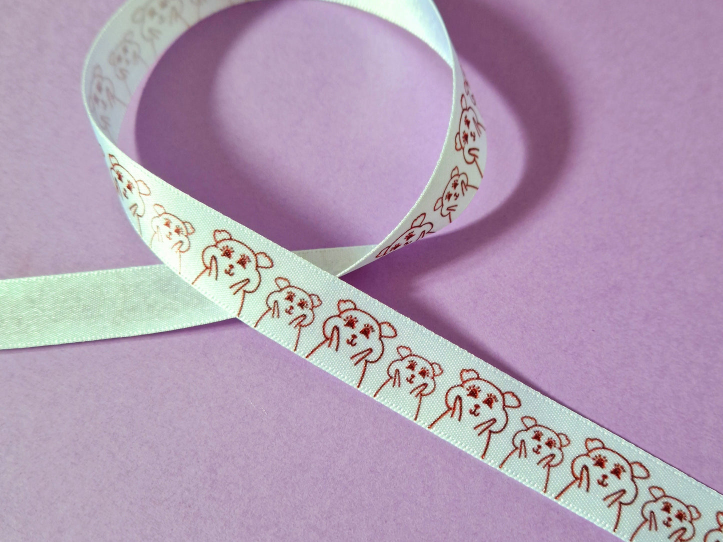 Hamster Chibi Pattern Print 15mm Satin Ribbon // pretty ribbon, craft accessories, cake decoration, present gift wrapping, guineapig