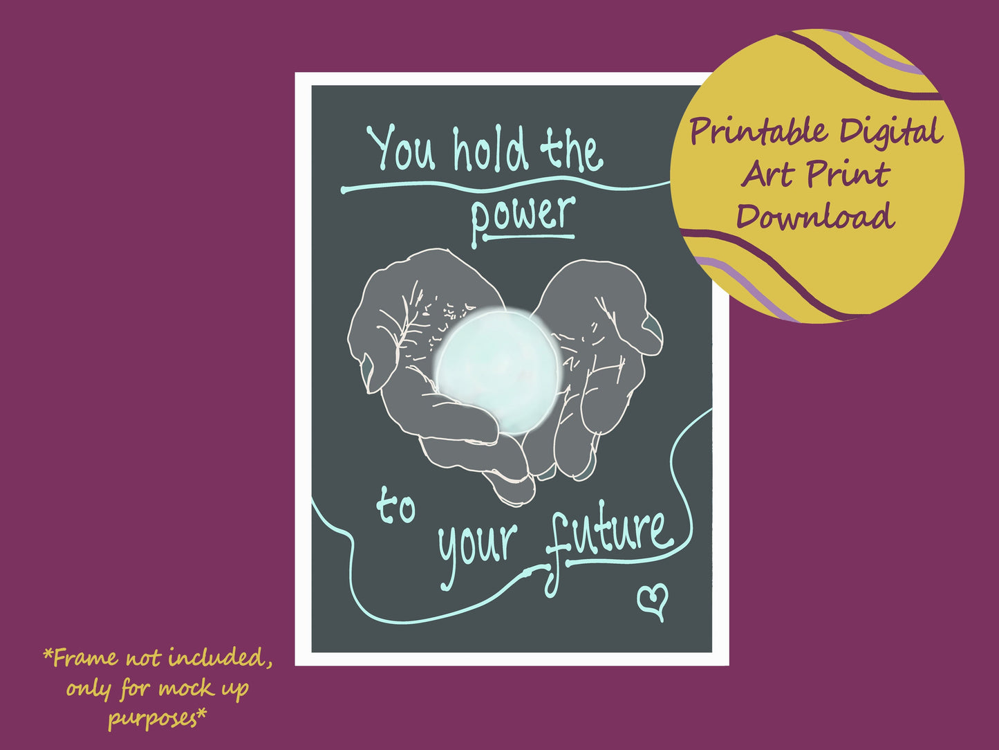 Crystal Sphere Hands Print | Digital download, affirmation print