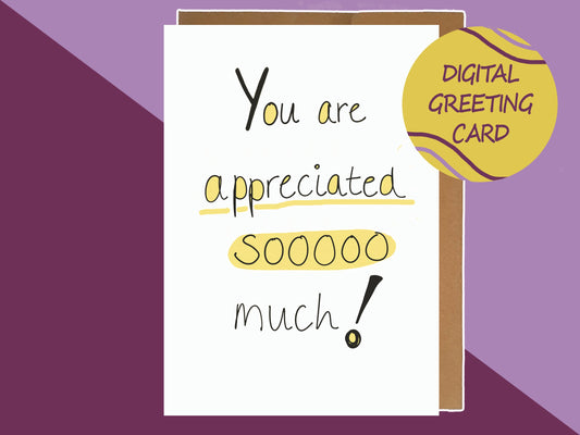Appreciation Digital Greeting Card | Digital download, Last Minute Card, Send a smile