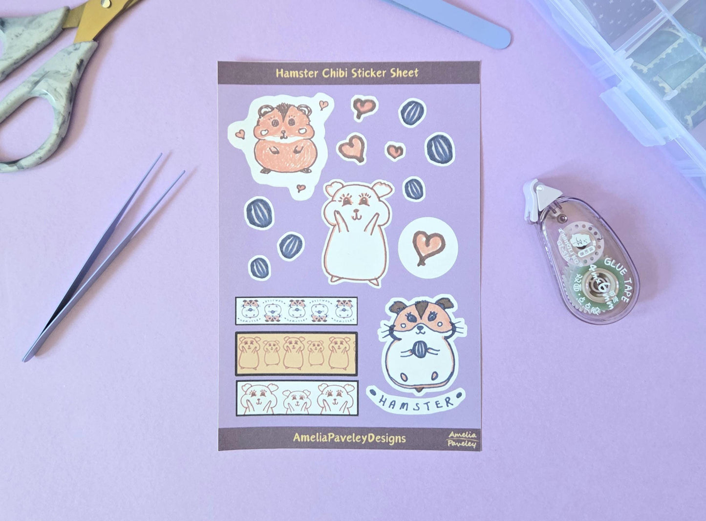 Hamster Kawii Chibi Journal Sticker Sheet