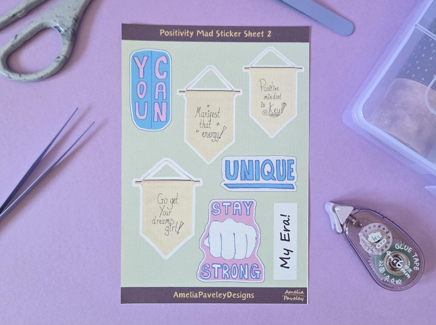Positivity Sticker Sheet: Self Care, Inspirational Stickers