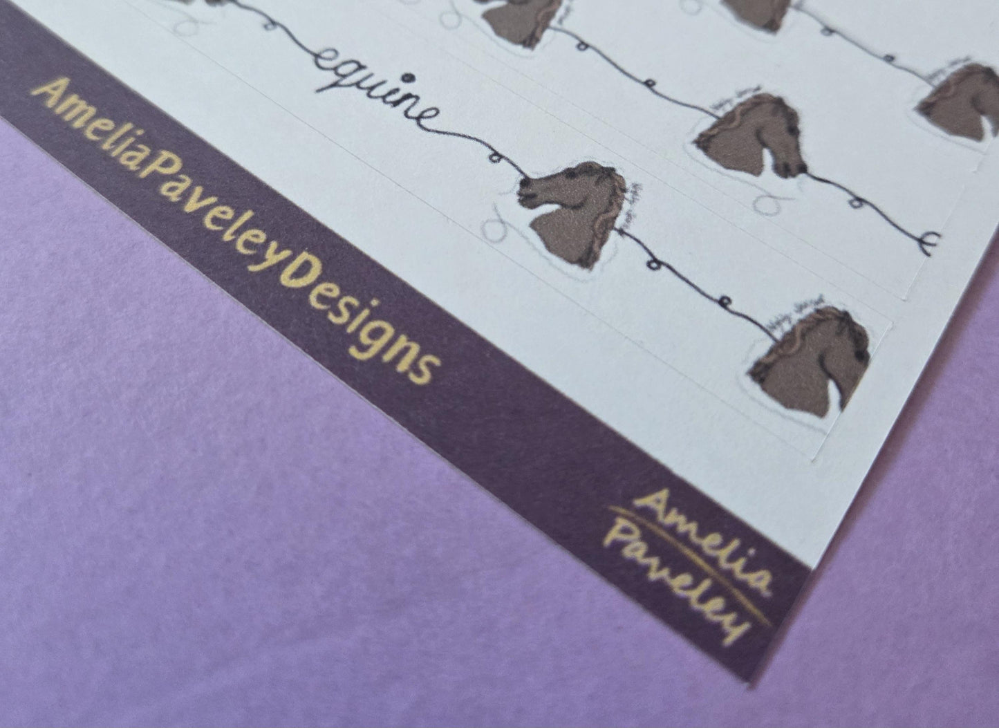 Horse Equine, Washi Tape Pattern Strips Sticker Sheet, Horse Lover, junk journal ephemera, stickers