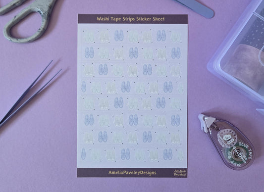 Girly Trainers Washi Tape Pattern Strips Sticker Sheet, pink converse, shoes washi, decorative girl stickers