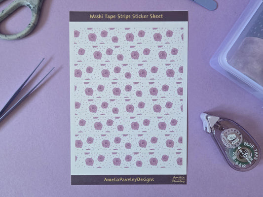 Pink Roses Washi Tape Strips: Junk Journal Stickers