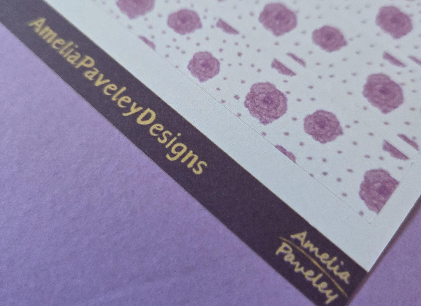 Pink Roses Washi Tape Strips: Junk Journal Stickers