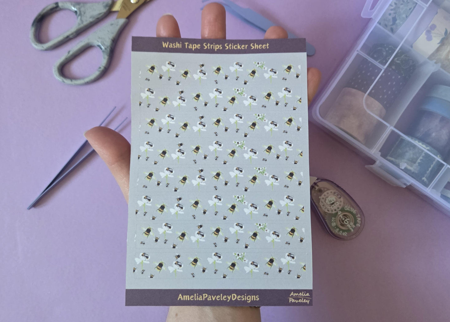 Bee & Floral Washi Tape Sticker Strips: Junk Journal Planner