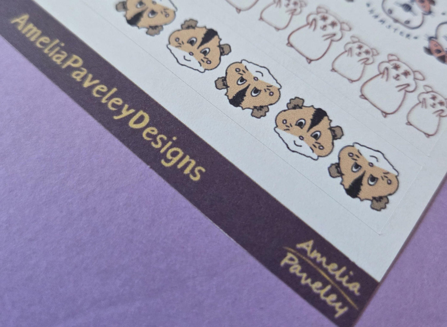 Hamster Washi Tape Pattern, Washi Tape Strips, Sticker Sheet, Chibi hamster, guineapig, bujo stationery tape, hamster junk journal washi