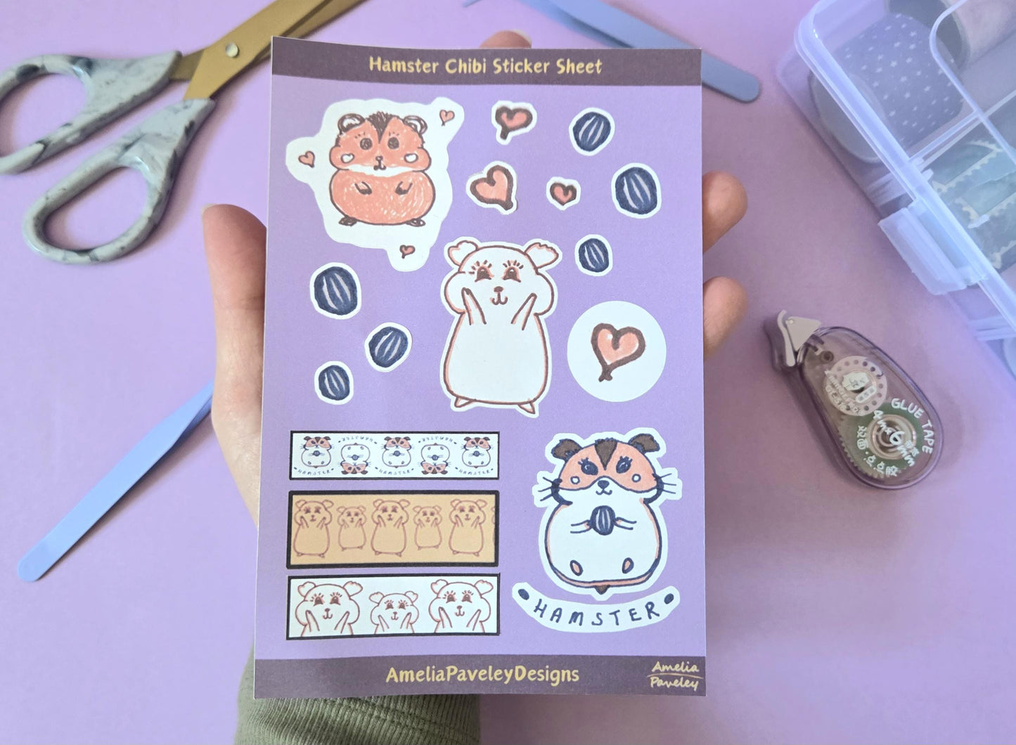 Hamster Kawii Chibi Journal Sticker Sheet