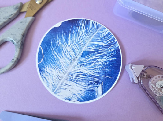 Blue Feather Die Cut Sticker – Mystical Nature Vinyl Sticker for Journals, Scrapbooking, Spiritual Gifts, Boho Aesthetic, Laptop or Water Bo