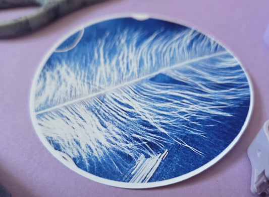Blue Feather Die Cut Sticker – Mystical Nature Vinyl Sticker for Journals, Scrapbooking, Spiritual Gifts, Boho Aesthetic, Laptop or Water Bo
