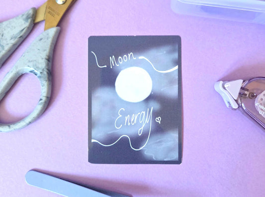 Moon Energy Die Cut Sticker – Mystical Lunar Vinyl Sticker, Witchy Aesthetic, Full Moon Vibes, Spiritual Journaling & Scrapbooking Decor