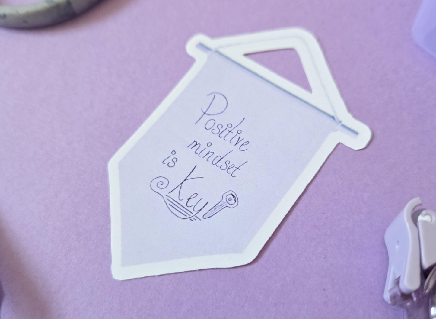 Positive Mindset is Key Sticker – Motivational Vinyl Die Cut Sticker for Journals, Laptops, Water Bottles – Mental Health, Self Care